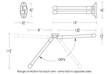 Swing Arm Towel Bar Double Metal